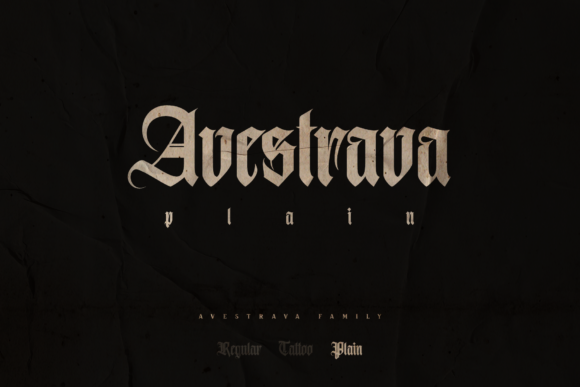 Avestrava Plain: Bold Blackletter Font for Creative Projects