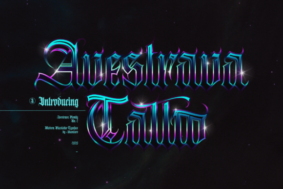 Avestrava Tattoo: Gothic Blackletter Font for Editorial Design