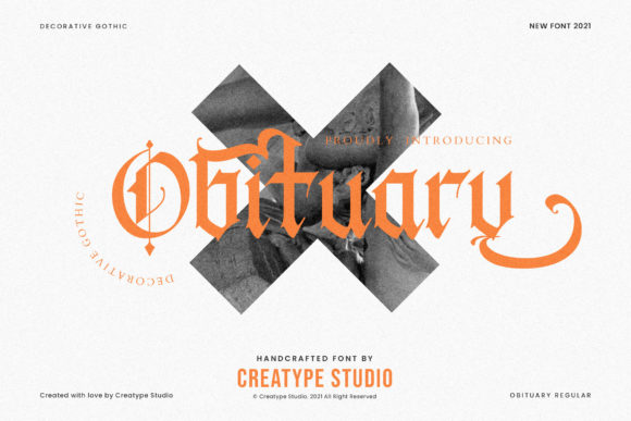 Obituary: A Gothic Blackletter Font for Bold Branding and Campaign Design