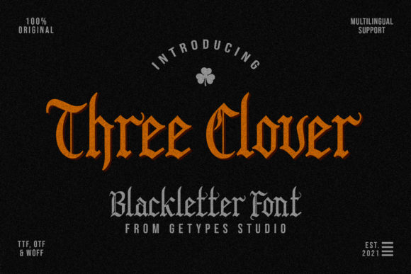 Three Clover: Bold Blackletter Font for Crafty Creations and Handmade Brands